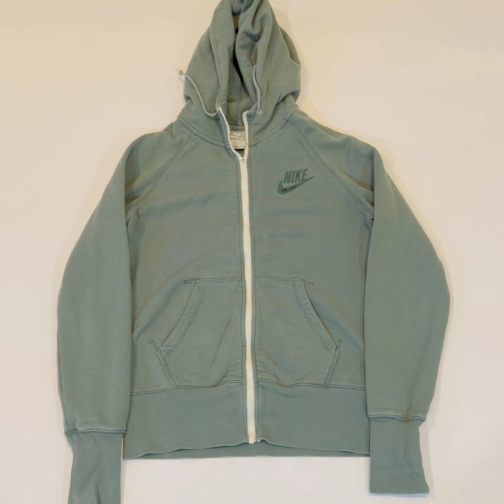 Vintage Nike Zip-Up Hoodie Olive 🅆🅾🅼🅴🅽’🆂  S Fits Youth L Green Full Zip